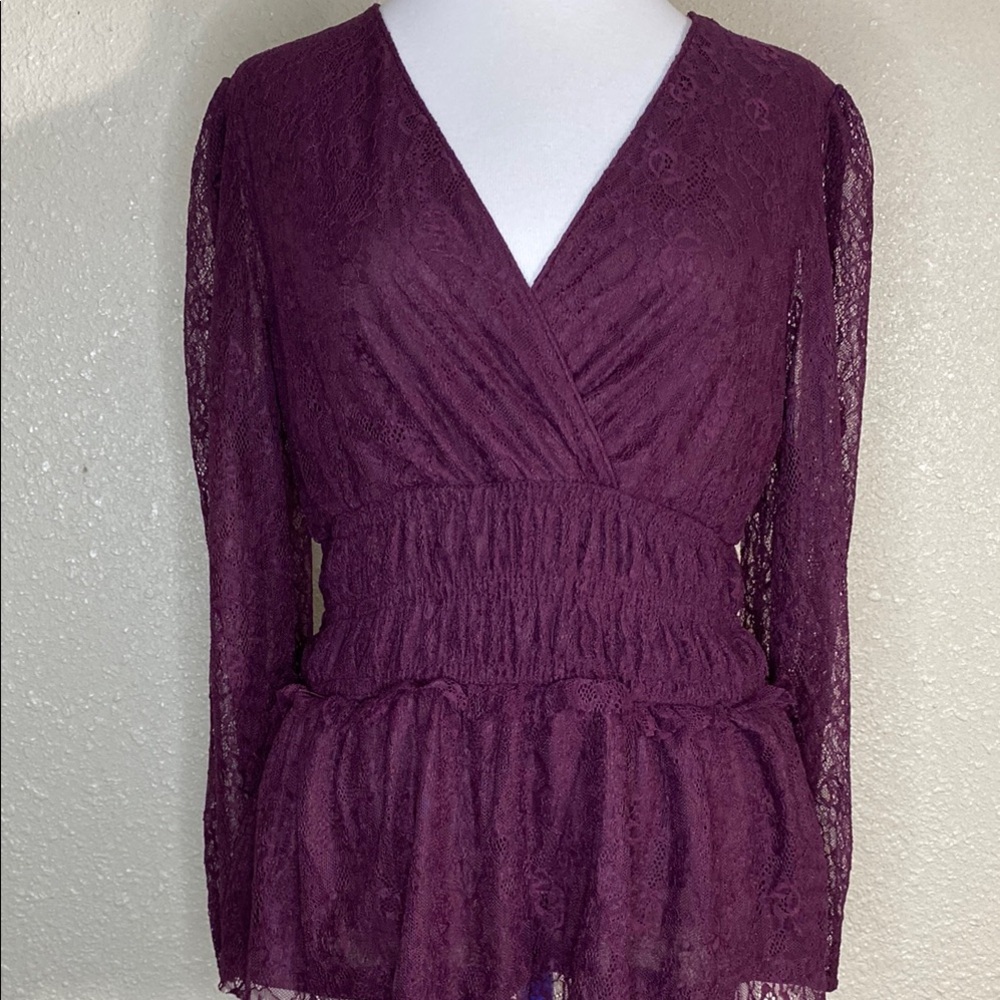 Ultra Pink V-Neck Wrap-Style Blouse NWOT SIze M